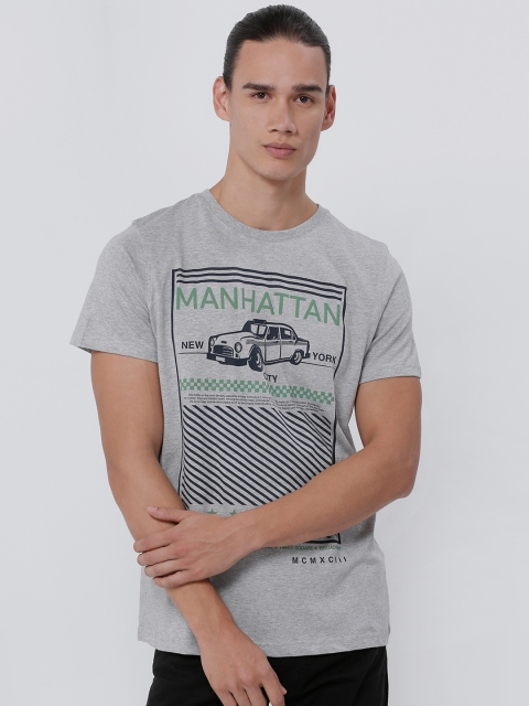 

Splash Men Grey Printed Round Neck T-shirt