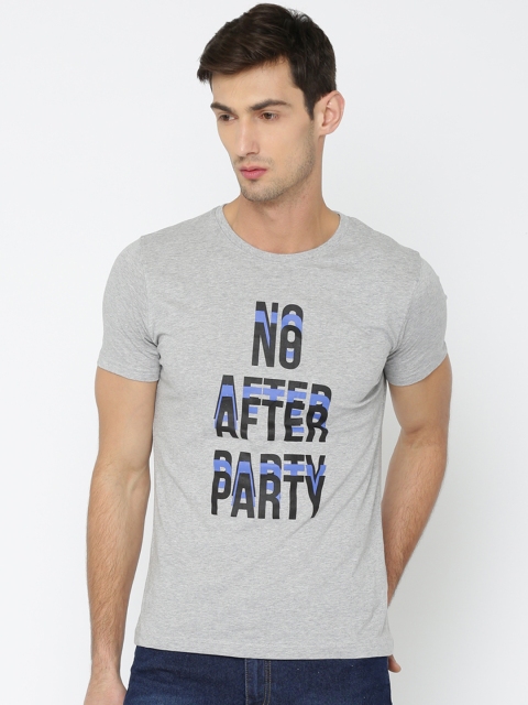 

Splash Men Grey Printed Round Neck T-shirt