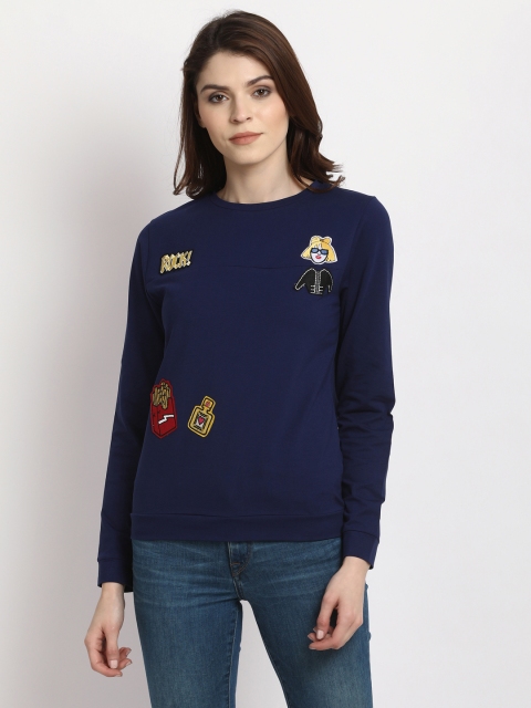 

RARE Women Navy Blue Solid Sweatshirt
