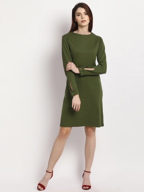 

RARE Women Green Solid A-Line Dress