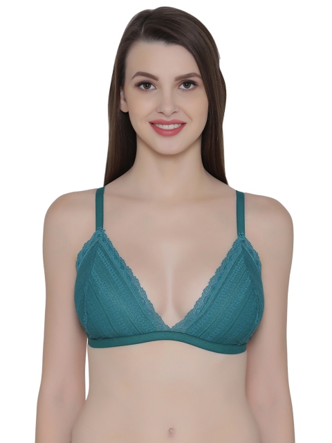 

Clovia Lace Non-Padded Non-Wired Plunge Bralette, Teal