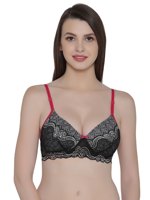 

Clovia Padded Non-Wired Printed Multiway Bridal Bra, Black