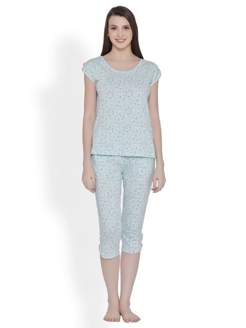 

Clovia Blue Printed Lounge Set LS0267M03S