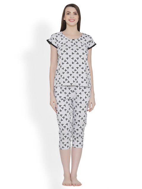 

Clovia Grey & Black Printed Lounge Set LS0271M01S