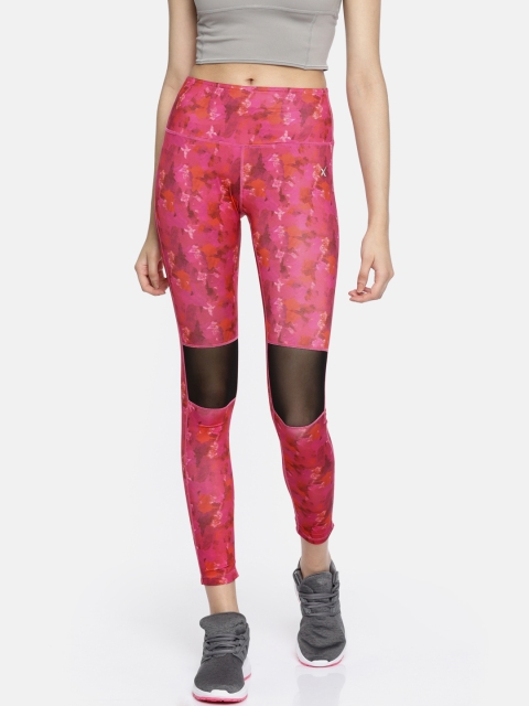 

HRX by Hrithik Roshan Women Pink Printed Tights