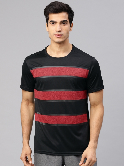 

HRX by Hrithik Roshan Men Black & Red Striped Round Neck T-shirt