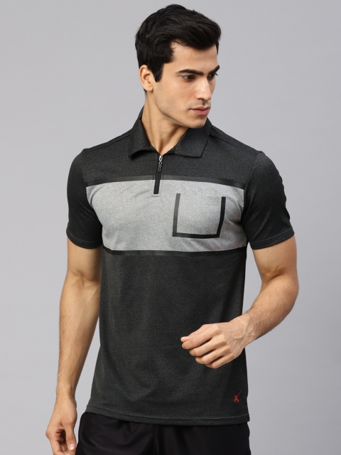 

HRX by Hrithik Roshan Men Charcoal Grey Solid Polo T-shirt