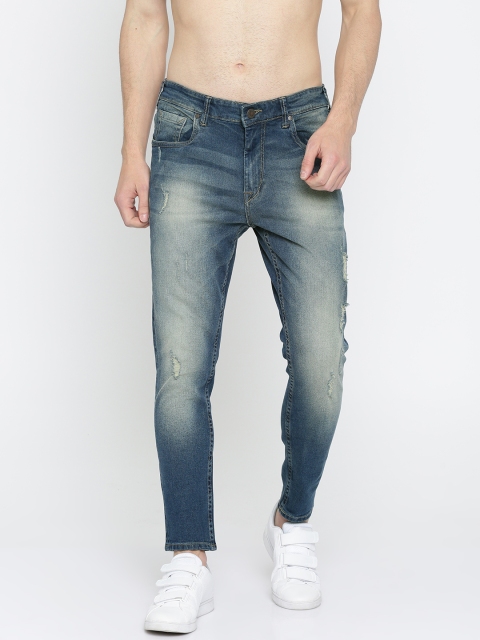 

HERE&NOW Men Blue Tapered Fit Cropped Mid-Rise Mildly Distressed Stretchable Jeans