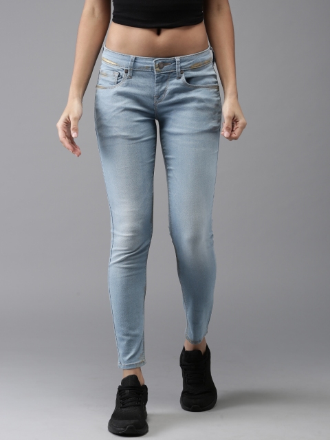 

Moda Rapido Women Blue Skinny Fit Mid-Rise Cropped Clean Look Stretchable Jeans