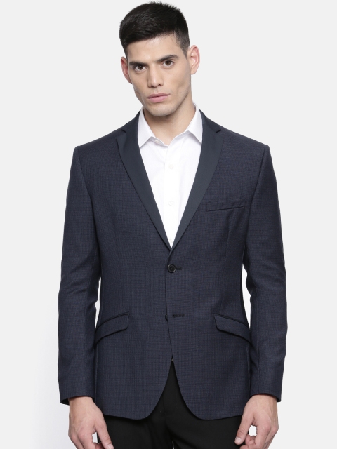 

Theme Men Blue Checked Regular Fit Single-Breasted Formal Blazer
