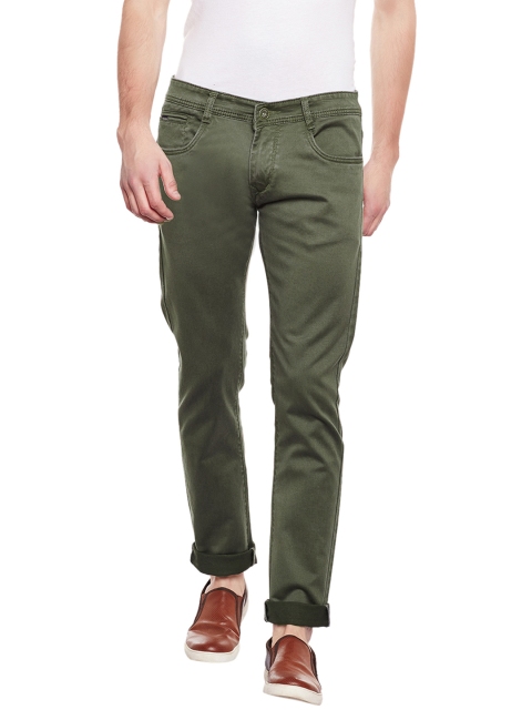 

Rodamo Men Olive Green Slim Fit Mid-Rise Clean Look Stretchable Jeans