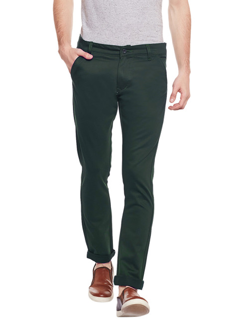 

Rodamo Men Green Urban Slim Fit Solid Chinos