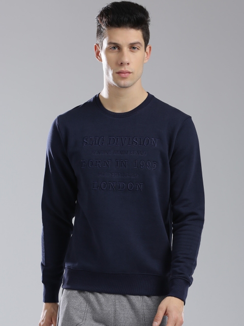 

SMAG Men Blue Self Design Sweatshirt