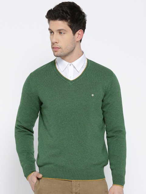 

Blackberrys Men Green Solid Pullover