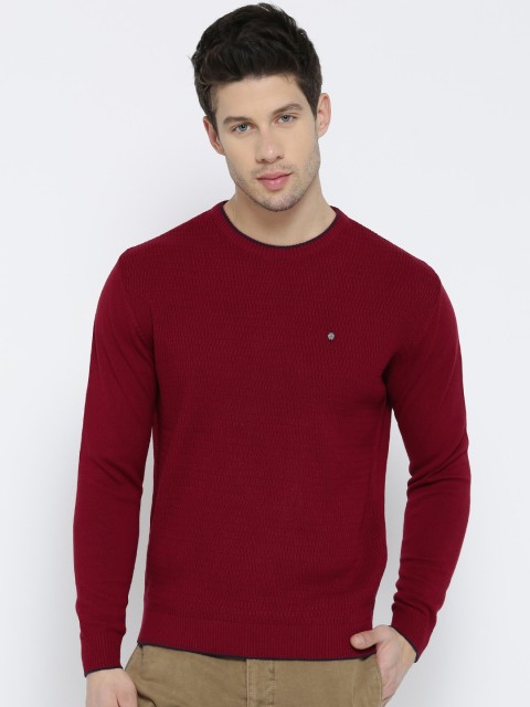 

Blackberrys Men Red Self-Design Sweater