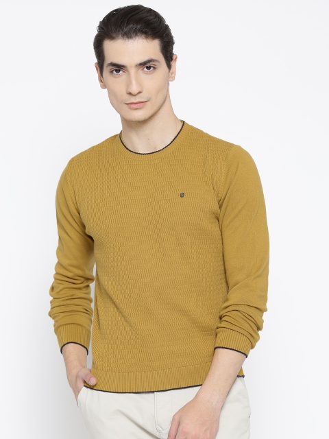 

Blackberrys Men Mustard Yellow Self-Design Sweater