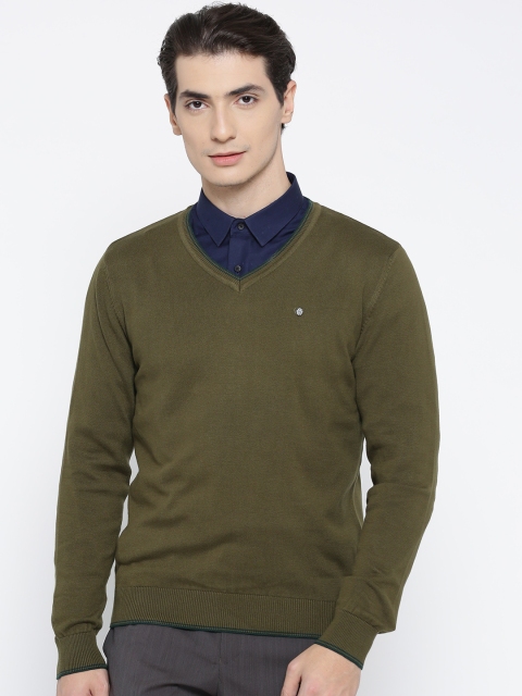 

Blackberrys Men Olive Green Solid Pullover