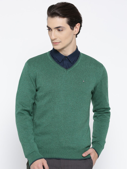 

Blackberrys Men Green Solid Sweater
