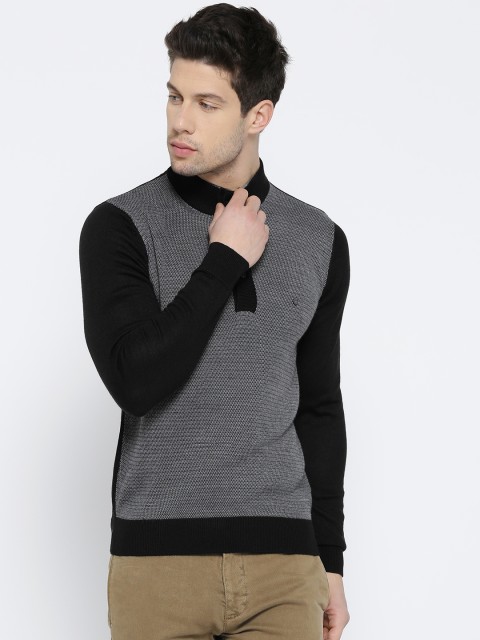 

Blackberrys Men Black & Grey Self-Design Sweater