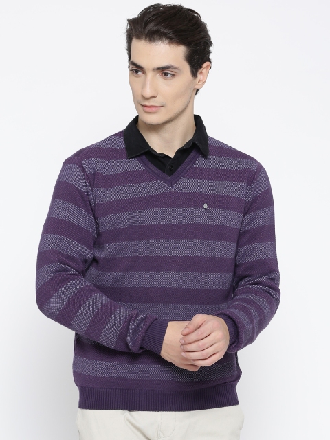 

Blackberrys Men Purple Striped Pullover