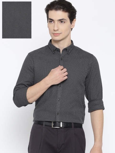 

Blackberrys Men Black & Grey Slim Fit Self Design Formal Shirt
