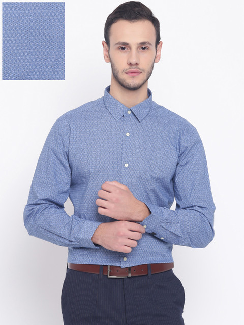 

Blackberrys Men Blue & White Slim Fit Printed Formal Shirt