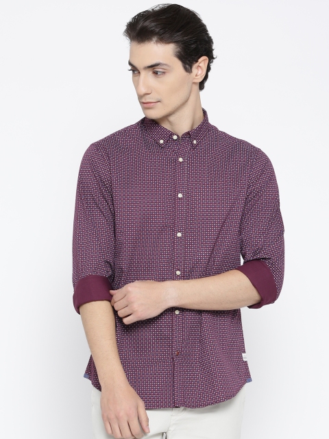 

Blackberrys Men Purple Slim Fit Printed Casual Shirt