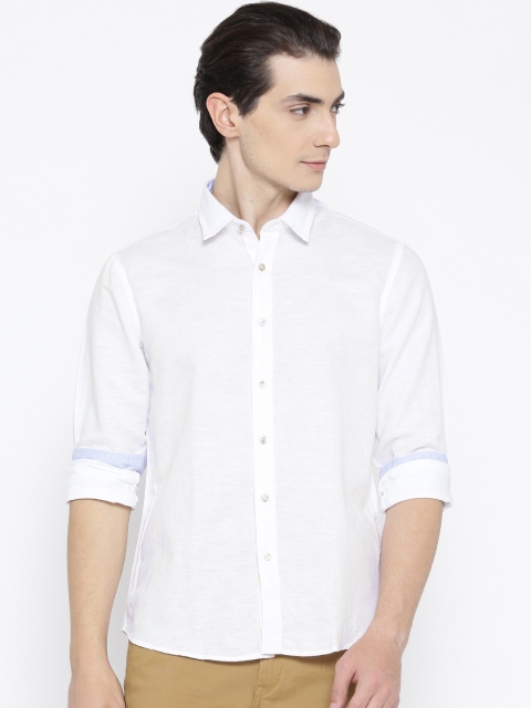 

Blackberrys Men White Slim Fit Solid Semiformal Shirt