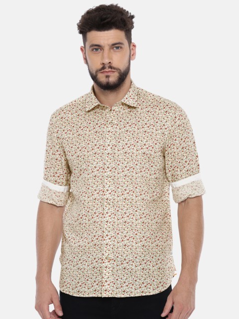 

Blackberrys Men Beige & Red Slim Fit Floral Print Casual Shirt