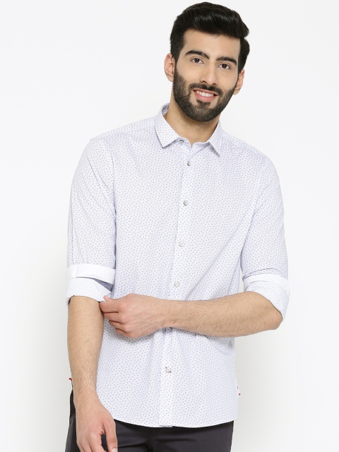 

Blackberrys Men White & Blue Slim Fit Printed Casual Shirt