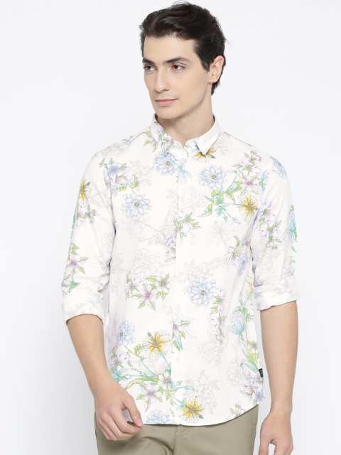 

Blackberrys Men White Trim Fit Floral Print Casual Shirt