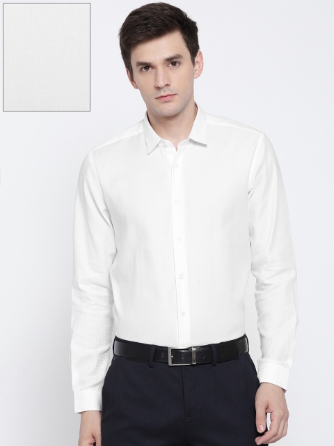 

Blackberrys Men White Trim Skinny Fit Self Design Formal Shirt