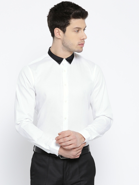 

Blackberrys Men White Trim Fit Self Design Partywear Shirt