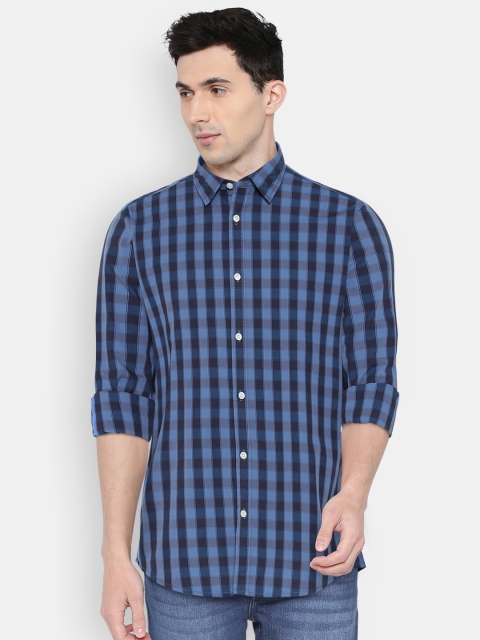 

Blackberrys Men Blue & Black Slim Fit Checked Casual Shirt