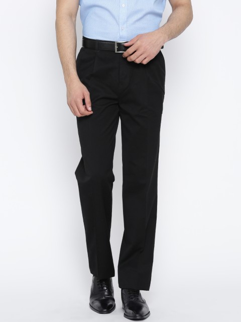 

Blackberrys Men Black Solid Formal Trousers