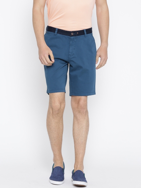 

Blackberrys Men Teal Blue Solid Regular Fit Chino Shorts