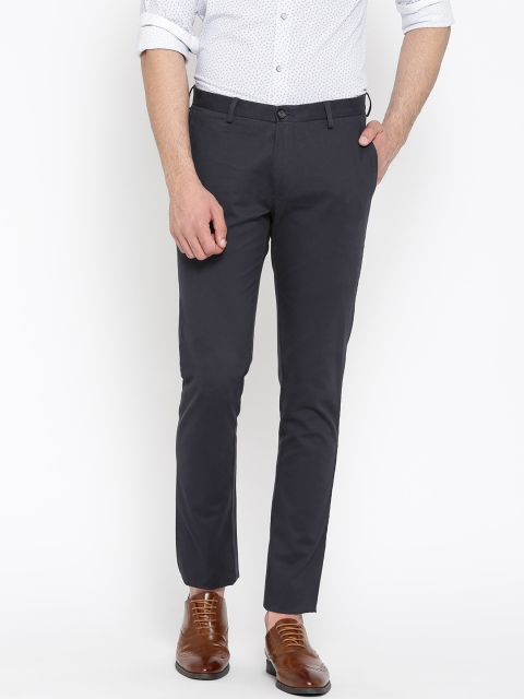 

Blackberrys Men Navy Blue Tapered Fit Solid Chinos