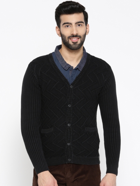 

Blackberrys Men Charcoal Grey Self-Design Cardigan