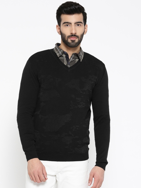 

Blackberrys Men Black Self-Design Pullover