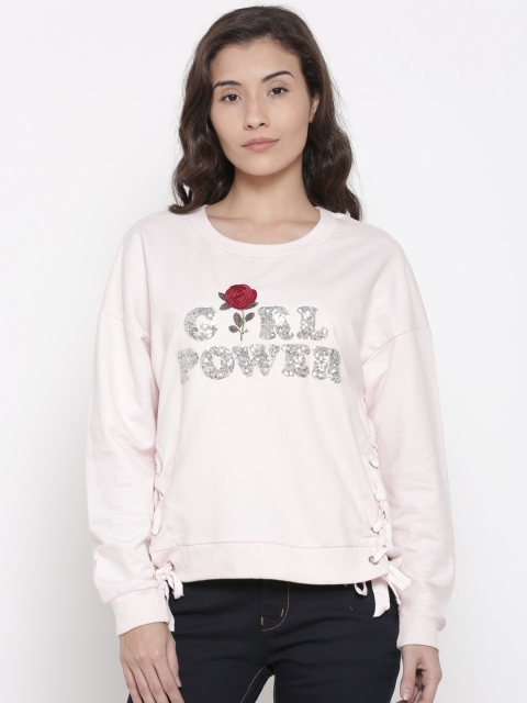 

Ginger by Lifestyle Women Pink Self Design Sweatshirt