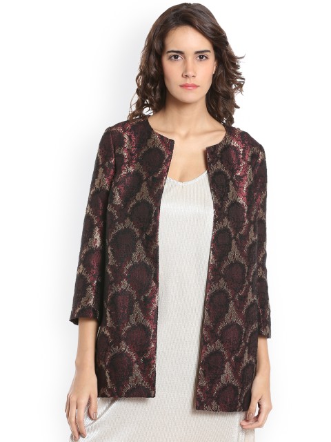 

Vero Moda Women Purple Self Design Open Front Jacket