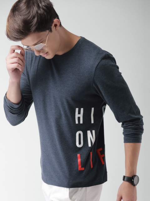 

Mast & Harbour Men Navy Blue Printed Round Neck T-shirt