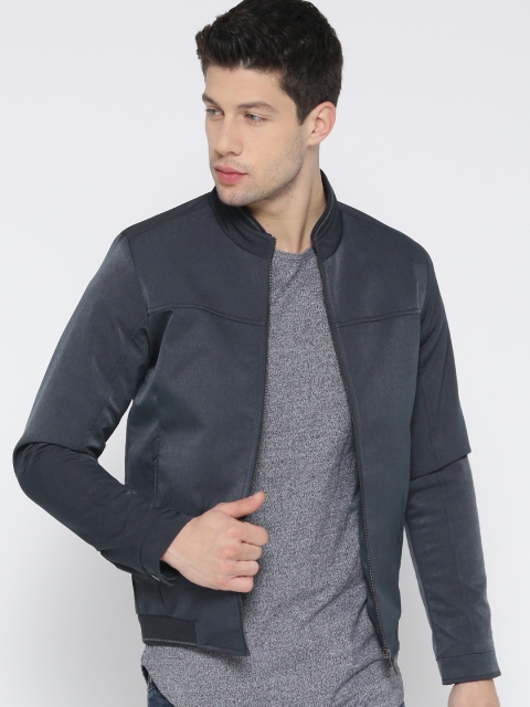 

Monte Carlo Men Charcoal Grey Solid Bomber Jacket