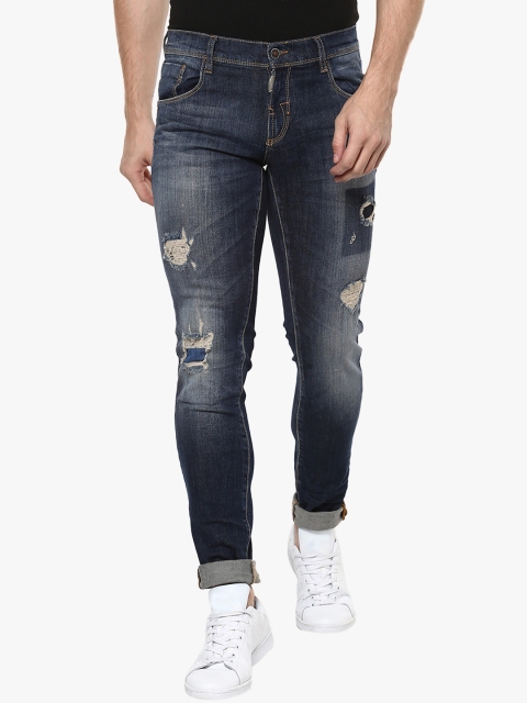 

Antony Morato Men Blue Slim Fit Mid-Rise Low Distress Jeans
