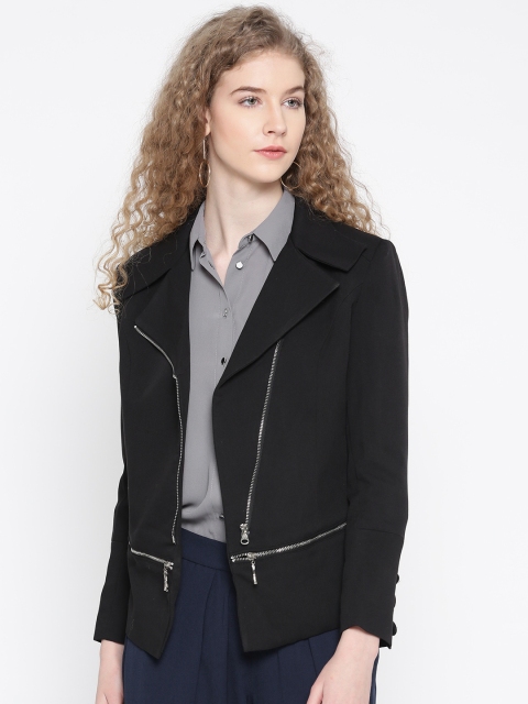 

Fort Collins Women Black Solid Asymmetric Closure Tailored Jacket