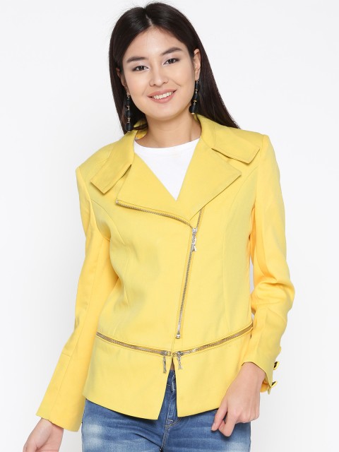 

Fort Collins Women Yellow Solid Asymmetric Closure Tailored Jacket