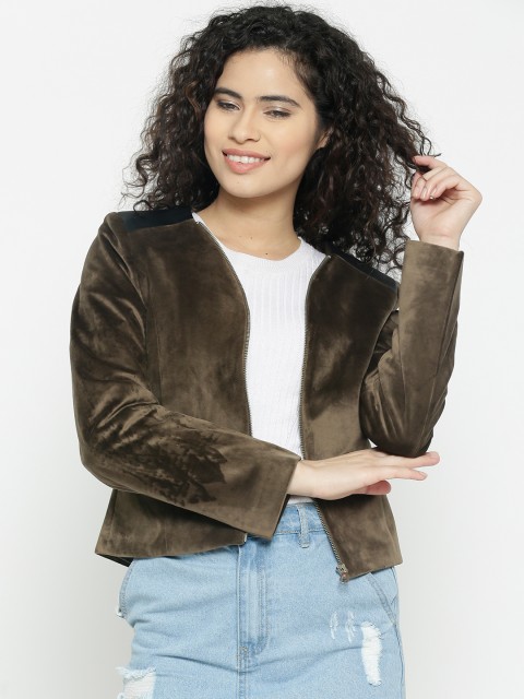 

Fort Collins Women Olive Green Solid Tailored Jacket