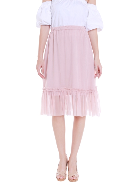 

Globus Pink Solid A-Line Skirt