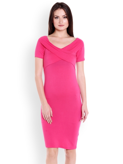 

Globus Women Pink Solid Bodycon Dress