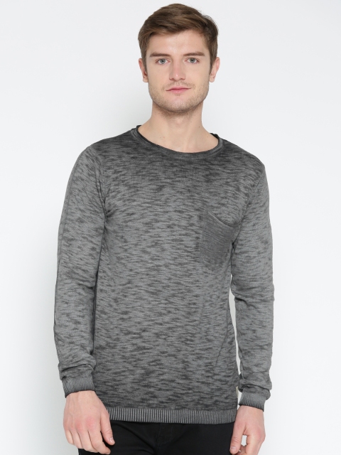 

Jack & Jones Men Grey Melange Dyed Pullover